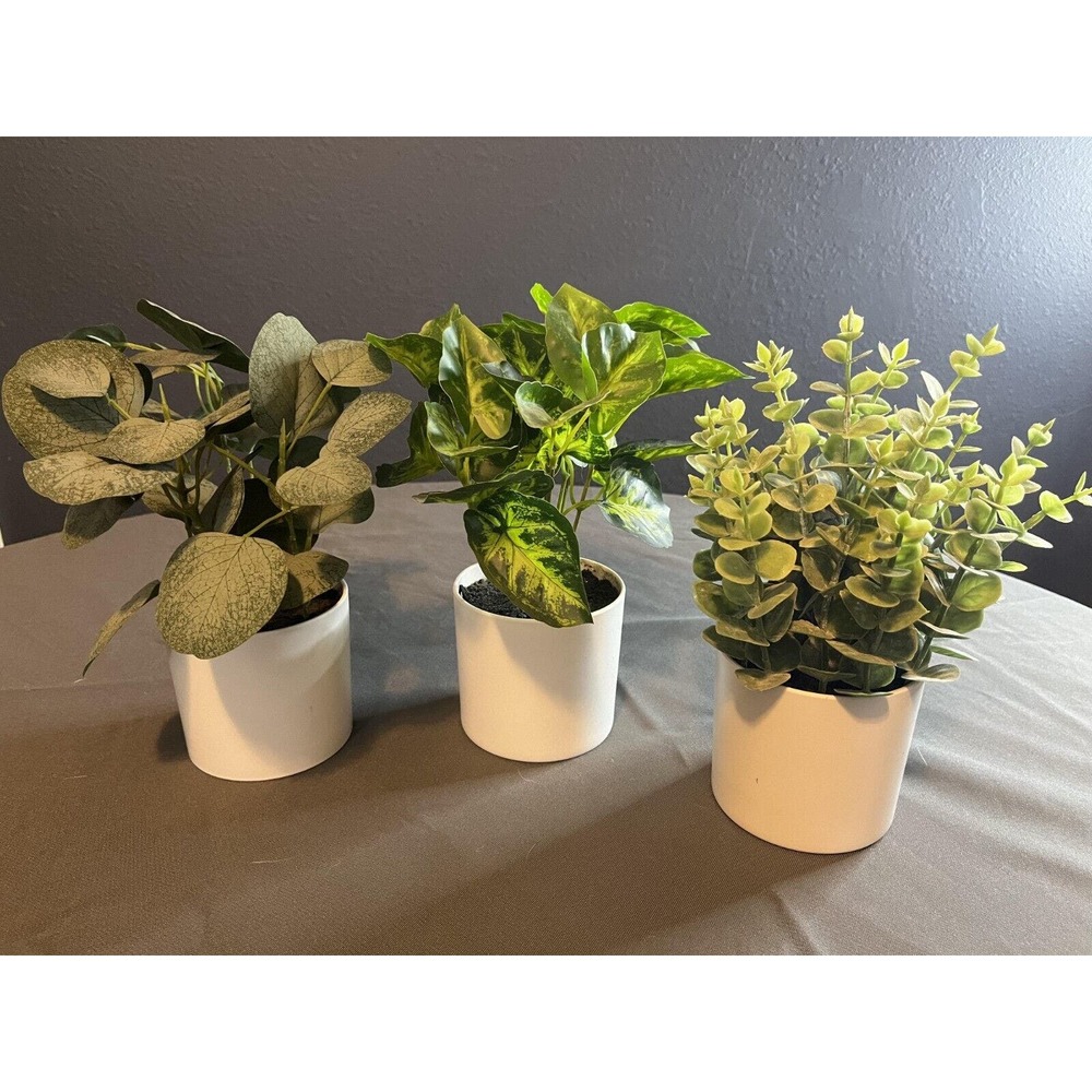 Fake Plants Potted Artificial Plants, set of 3 Pack fake Plastic